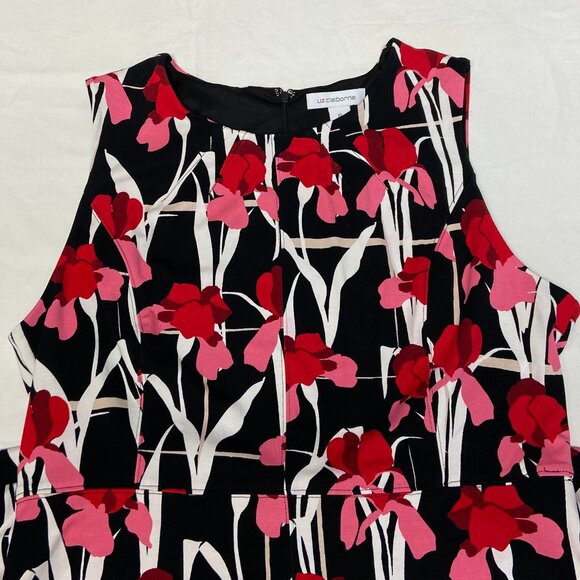 Liz Claiborne Princess Seam Pleat Neck A Line Floral Midi Dress XL Sleeveless - Picture 9 of 12